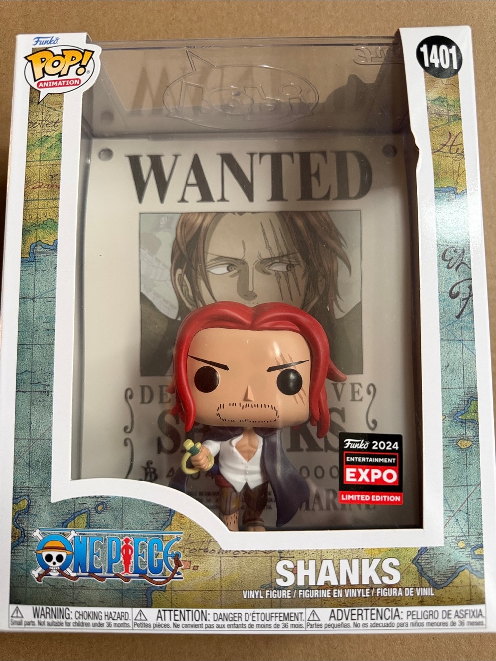 Funko One Piece Shanks Pop! Figure - Red Hair, Black Outfit. Collectible. Rare.